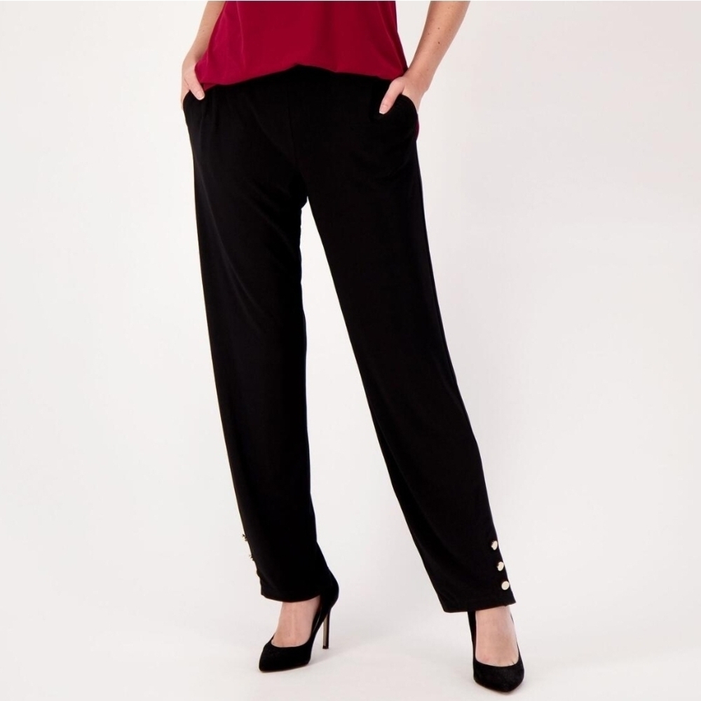 Dennis Basso Black Straight Leg Women's Pants